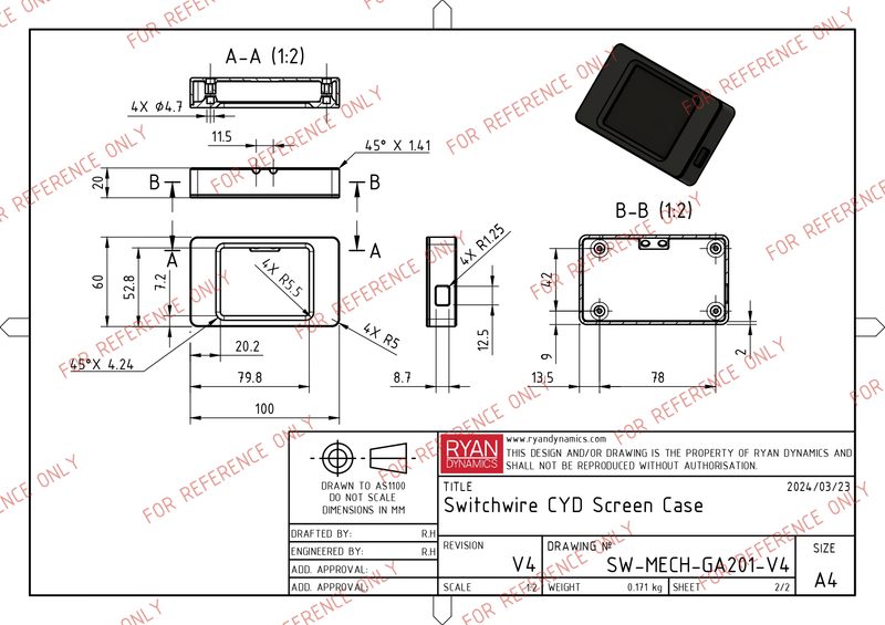 Draft of the Voron Switchwire mount-able CYD screen case.