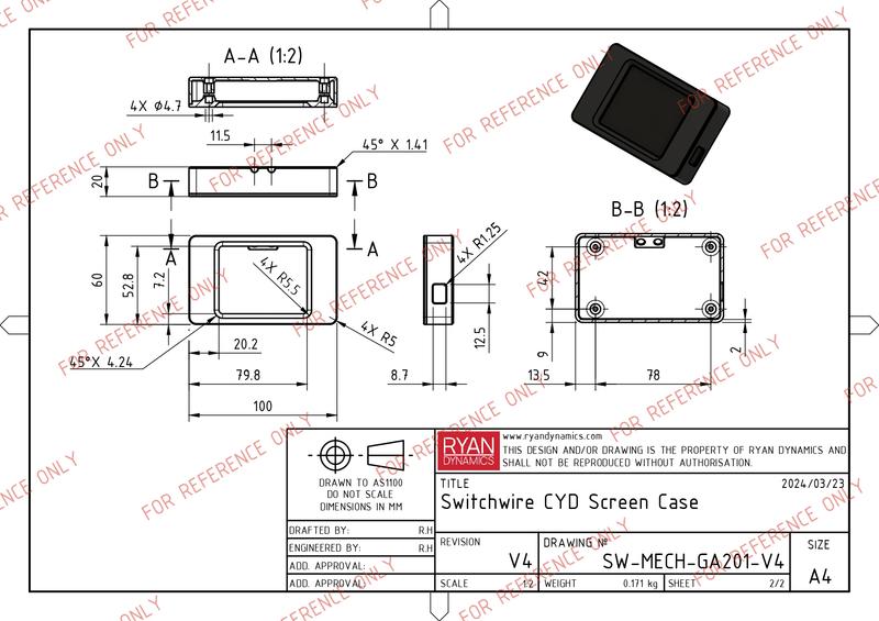 Draft of the Voron Switchwire mount-able CYD screen case.