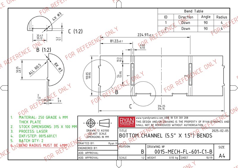 Draft of a leg flat pattern in a weldment