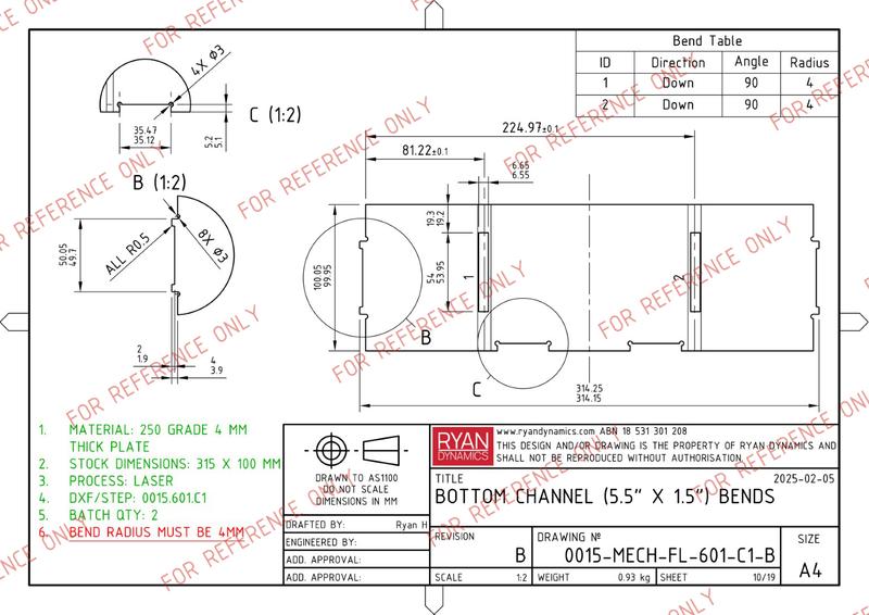 Draft of a leg flat pattern in a weldment