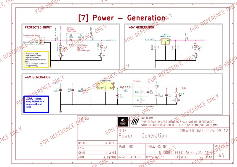 Power generation schematic for a PCB.